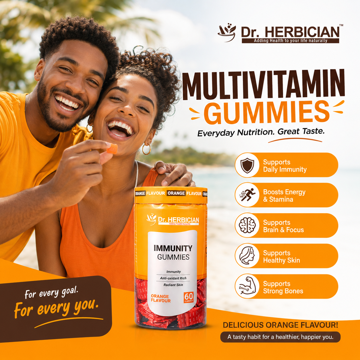 Dr. Herbician multivitamin gummies Trinidad and Tobago supporting daily nutrition, vitamins for energy, immune health, and overall wellness.