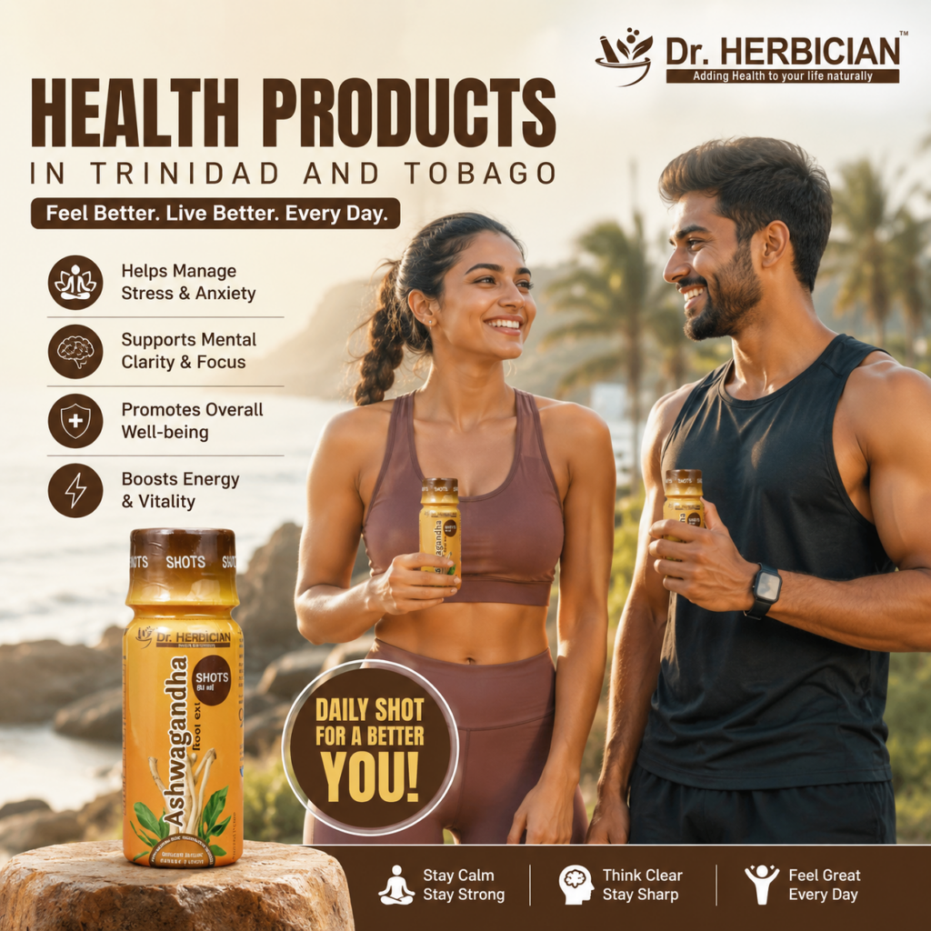Health Products Trinidad and Tobago featuring Dr. Herbician multivitamin tablets, vitamins for energy, dietary supplements and ashwagandha supplements