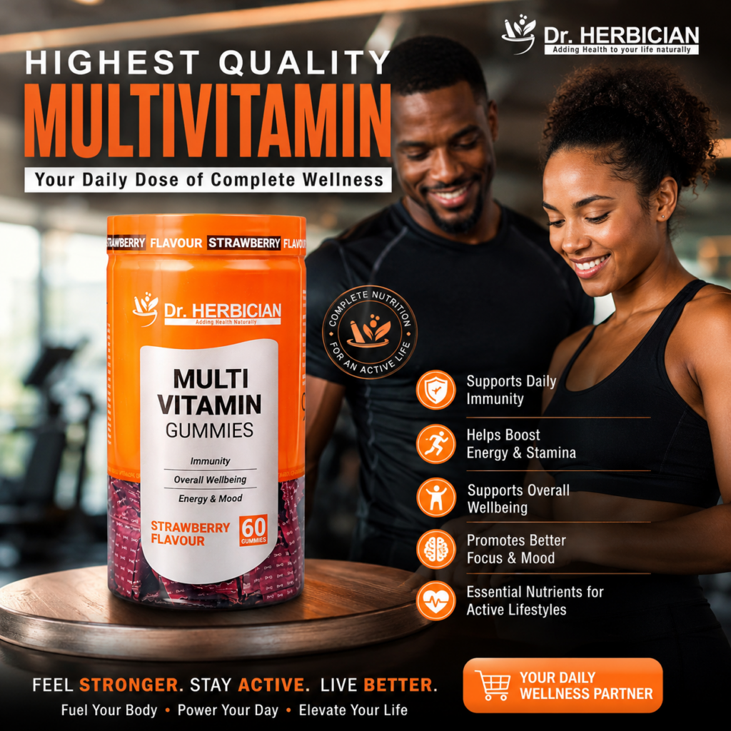 Highest Quality Multivitamin in Trinidad and Tobago – Dr. Herbician Multivitamin Gummies for immunity, energy, overall wellbeing, focus, mood, and active lifestyle support.