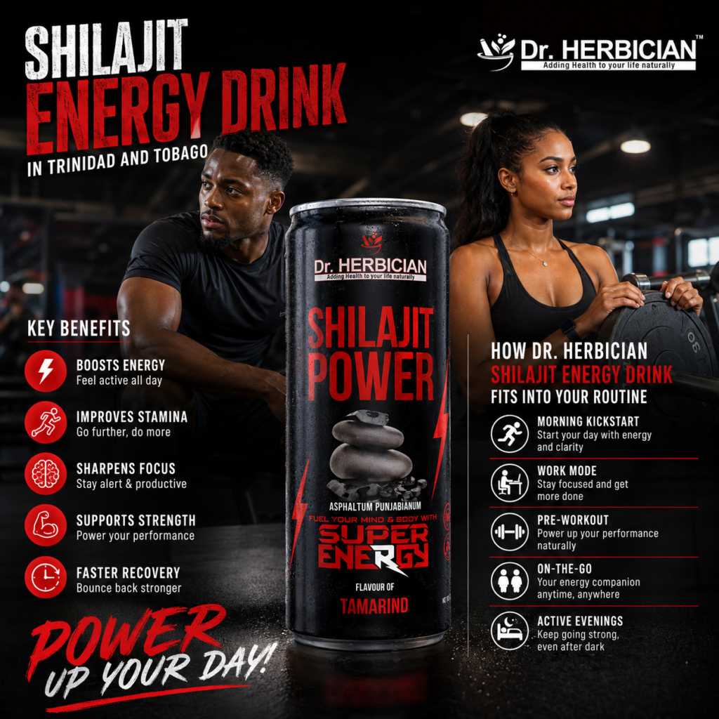 Dr. Herbician Shilajit Energy Drink in Trinidad and Tobago for daily energy and active lifestyle