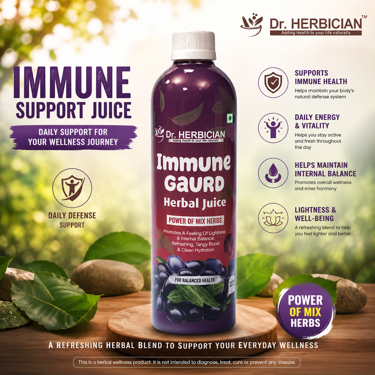 Dr. Herbician Immune Guard herbal juice for immune support and daily wellness