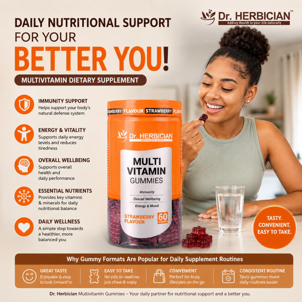 Dr. Herbician multivitamin dietary supplement gummies in Trinidad and Tobago with daily nutritional support benefits
