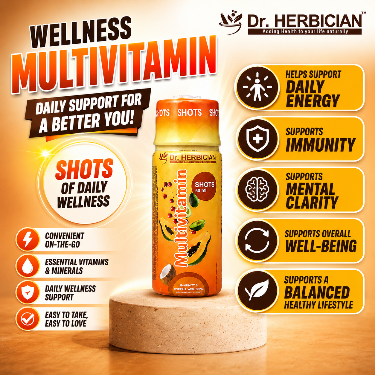 Dr. Herbician wellness multivitamin shot for daily nutritional support in Trinidad and Tobago