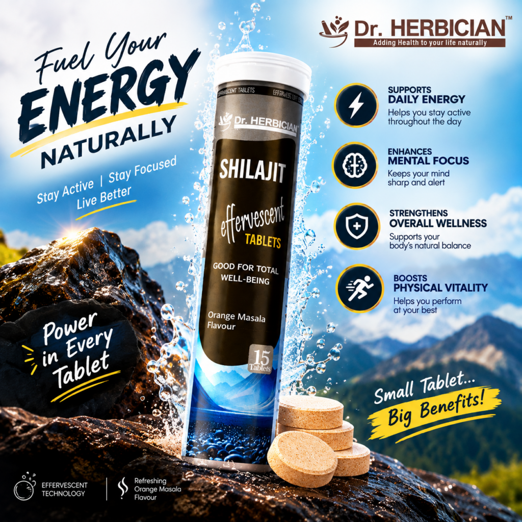 Dr. Herbician Shilajit Effervescent Tablets for daily energy and wellness in Trinidad and Tobago